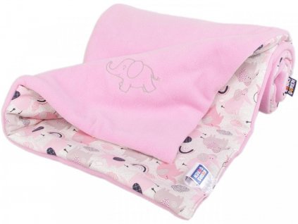 Zateplená dětská deka 70x100 cm růžová slon