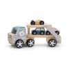 Dřevěný tahač s auty šedo bílý
