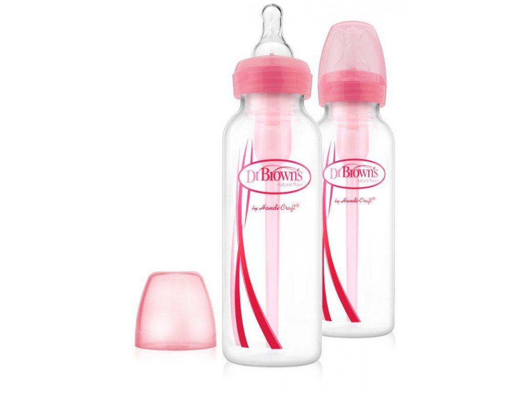 Dojčenská fľaša s úzkym hrdlom OPTIONS 2x250 ml ružová