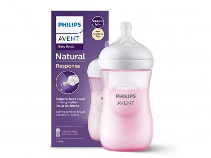 Dojčenská fľaša Natural Response 260 ml ružová
