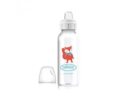 Dojčenská fľaša so silikónovým netekoucím náustkom 250 ml Liška