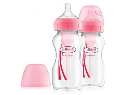 Dojčenská fľaša širokohrdlá OPTIONS + 2x270 ml ružová