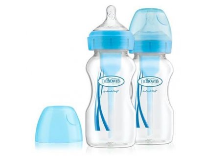 Dojčenská fľaša širokohrdlá OPTIONS + 2x270 ml modrá