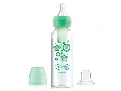Kojenecká láhev standard 250 ml 6+ úzkohrdlá OPTIONS PLUS zelená