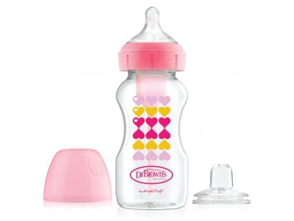 Dojčenská fľaša 270 ml 6+ širokohrdlá OPTIONS PLUS ružová