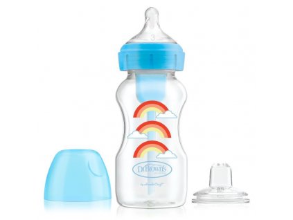 Dojčenská fľaša 270 ml 6+ širokohrdlá zelená OPTIONS PLUS modrá