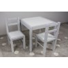 Drevený detský stôl a dve stoličky biela/sivá
