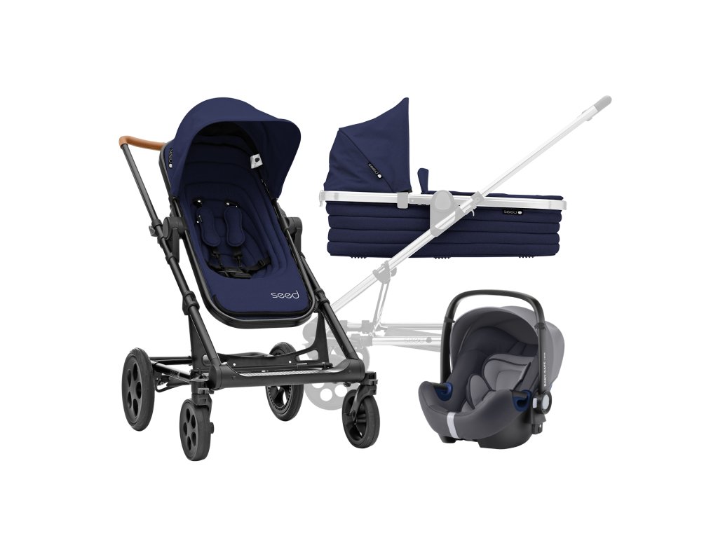 SET Kočík Seed Papilio Black, Cognac/Dark Navy