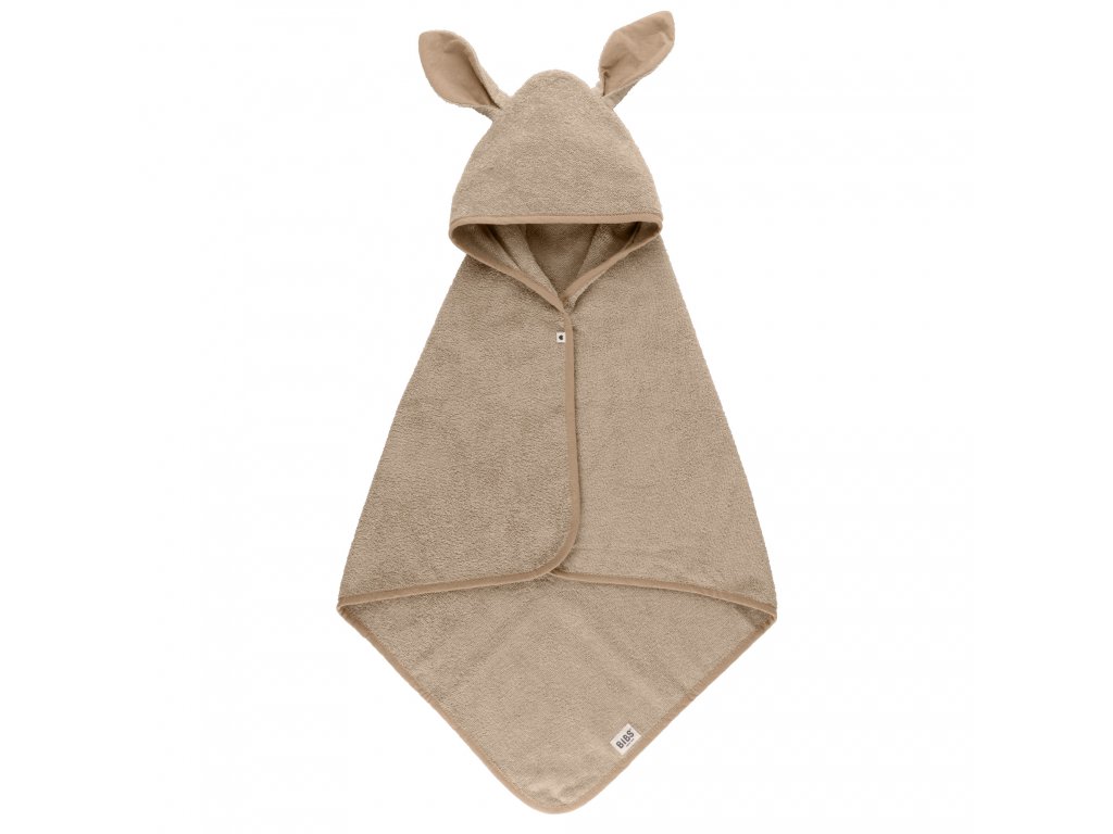 BIBS Kangaroo osuška s kapucňou z BIO bavlny - Vanilla