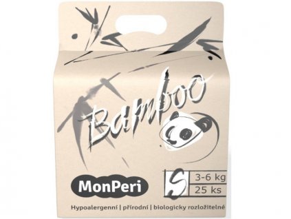 MONPERI Bamboo Plienky jednorazové eko S (3-6 kg) 25 ks