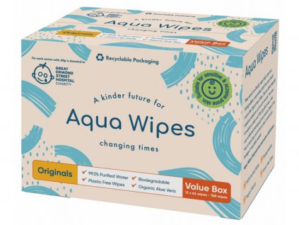 12x AQUA WIPES BIO Aloe Vera detské vlhčené obrúsky 64 ks