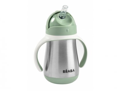 Béaba Hrnček termoizolačný so slamkou nerez 250ml Sage Green
