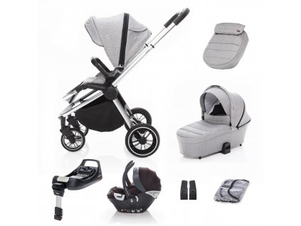Zopa SET kočík Move+ korba+adaptéry+autosedačka+báza, Silver Grey/Silver