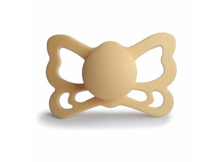 ANATOMICKÝ CUMLÍK FRIGG BUTTERFLY PALE DAFFODIL, 6-18M, SILIKÓN