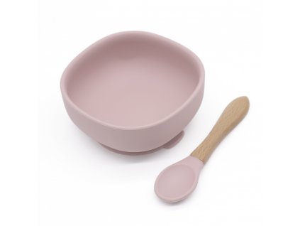 Rose pink bowl wooden spoon 1