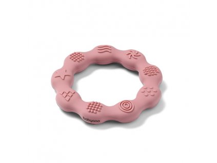 BABYONO Hryzačka silikónová Krúžok ružový