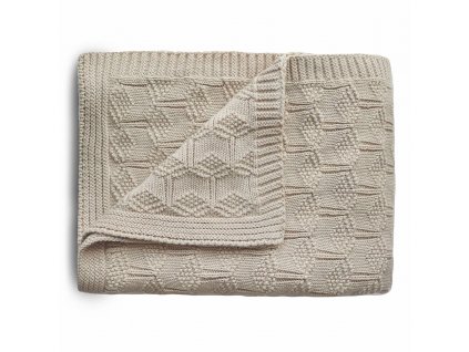 Mushie pletená detská deka z organickej bavlny - vzorkovaná Beige