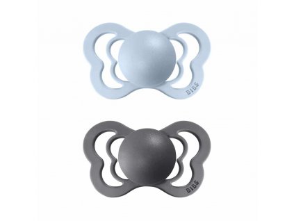 BIBS Couture anatomické cumlíky zo silikónu 2ks - veľkost 1 - Iron / Baby Blue