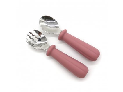 Dark pink Pumpkin spoon and fork