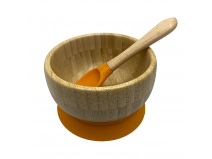 Martons bambusova miska s prisavkou a lyzicka 400 ml Sweet orange (1)