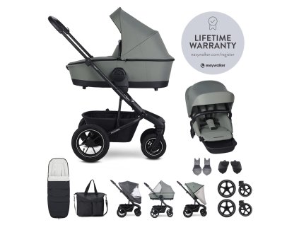 EASYWALKER Set XXL kočík kombinovaný Harvey⁵ Air Agave Green s príslušenstvom + volant zdarma