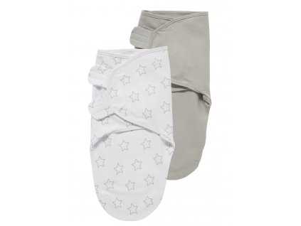 310020 340020 SwaddleMeyco inbakerdoek 2 pack stars uni grijs 1
