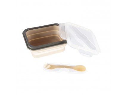 Zopa Silikonový svačinový box s příborem malý, Sand Beige