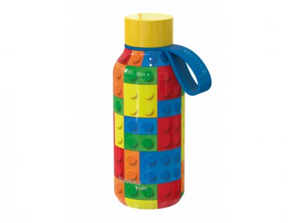 Nerezová termofľaša Solid Kids s pútkom Color Bricks 330 ml