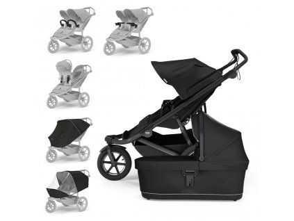 THULE SET XXL Kočík súrodenecký Urban Glide Double - Black/Black