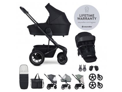 EASYWALKER Set XXL kočík kombinovaný Harvey⁵ Air Midnight Black s príslušenstvom