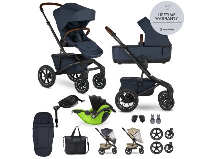 EASYWALKER Kočík kombinovaný Jimmey Indigo Blue XXL AIR + RWS + KIDDY Evoluna i-size 2 + základňa