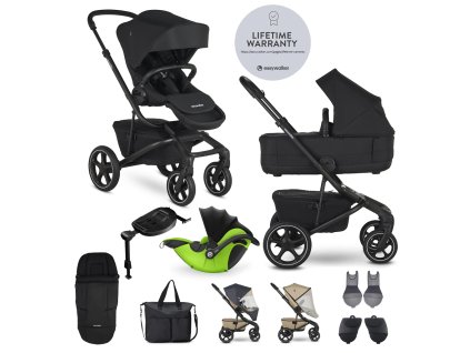 EASYWALKER Kočík kombinovaný Jimmey Pepper Black XXL RWS + KIDDY Evoluna i-size 2 + základňa