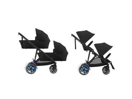 CYBEX Gold e-Gazelle S Lux + Gazelle S Cot S TWIN SET - Moon Black