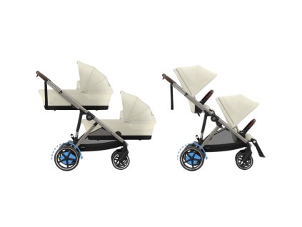 CYBEX Gold e-Gazelle S Lux + Gazelle S Cot S TWIN SET - Seashell Beige