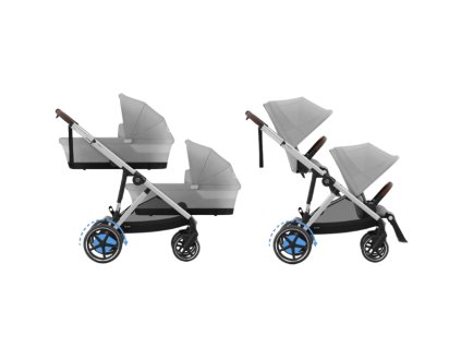 CYBEX Gold e-Gazelle S Lux + Gazelle S Cot S TWIN SET - Stone Grey