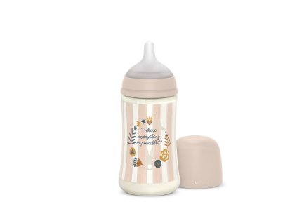 SUAVINEX | Dojčenská fľaša WONDERLAND 270ml FYZIOL PRŮTOK M - RUŽOVÁ
