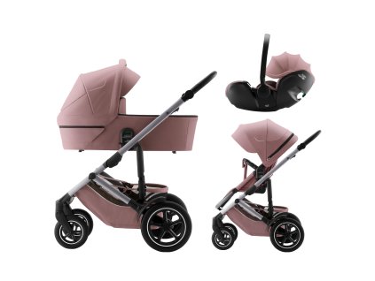 Britax Set kočárek Smile 5Z + hluboká korba + autosedačka Baby-Safe PRO Style, Dusty Rose
