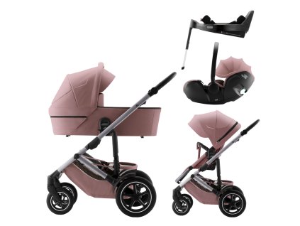 Britax Set kočárek Smile 5Z + hluboká korba + autosedačka Baby-Safe PRO + Vario Base 5Z Style, Dusty Rose