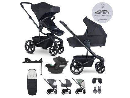 EASYWALKER Kočík kombinovaný Harvey⁵ Midnight Black XXL RWS + CYBEX Aton B2 i-Size + základňa