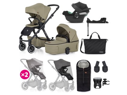 PETITE&MARS Kočík kombinovaný ICON 2v1 Mossy Green XXL AIR + CYBEX Aton B2 i-Size + základňa
