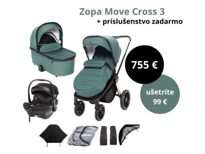 zopa move cross 3 antique green s autosedačkou