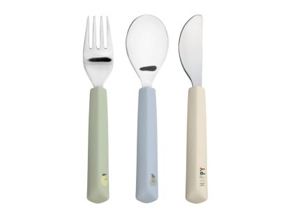 Lässig Detský príbor Cutlery with Silicone Handle 3pcs Happy Fruits lemon