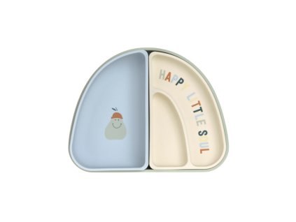 Lässig Tanier Dish Set Silicone Section Happy Fruits lemon