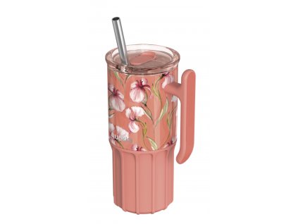 Nerezový termohrnček so slamkou Umi Floral Coral 720 ml