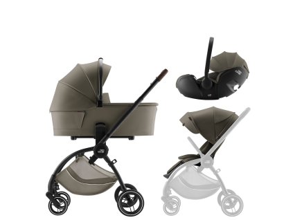 Britax Sada kočíka Rio + hlboká vanička + autosedačka Baby-Safe PRO Lux, Urban Olive