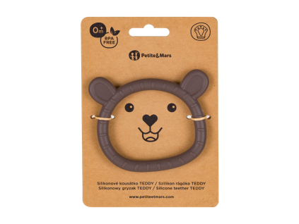 PETITE&MARS Hryzačka silikónová Teddy Bitter Cocoa 0m+