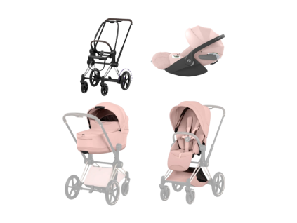 cybex e priam 5 3v1 peach pink chrome brown