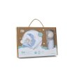 INTERBABY | SET - OSUŠKA froté 100x100 Medvedík spí + PŘÍTULKA - modrá