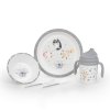 INTERBABY | Jedálenský set ZVIERATKÁ +6M - sivý