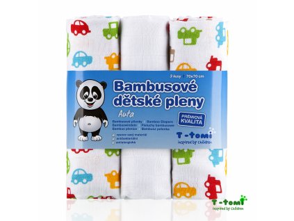Dětské pleny T-Tomi Auta bambusové